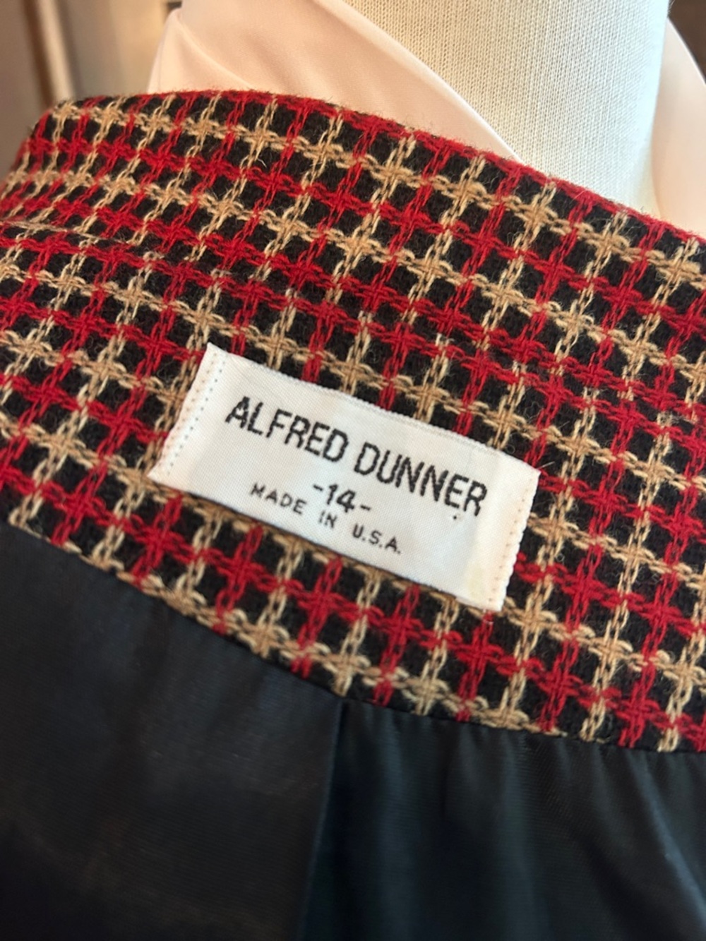 Alfred Dunner Sz 14 Houndstooth Equestrian Red Plaid Women's Blazer Jacket - Picture 4 of 7